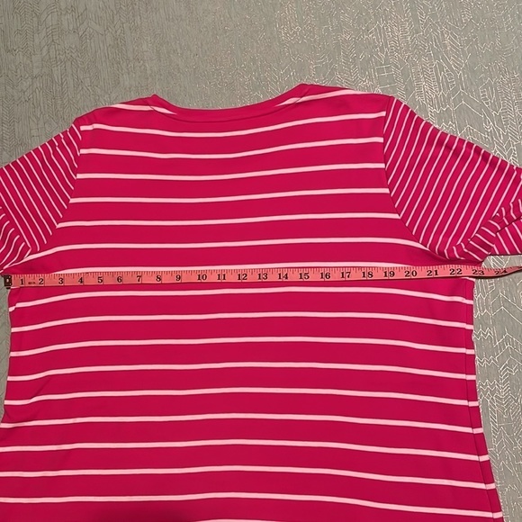 KIM Rogers Perfectly Soft XL vibrant pink and white striped T-shirt Comfy - Picture 6 of 10
